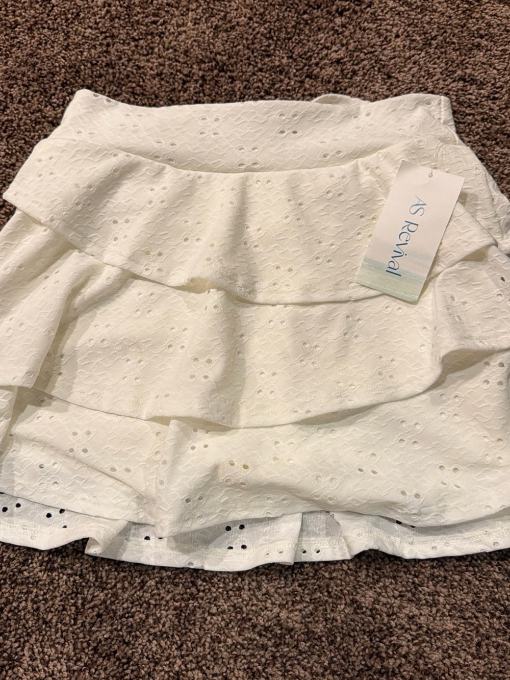 Altar'd State White Tiered Eyelet Mini Skirt